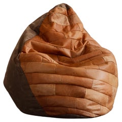 De Sede Patchwork Beanbag, Patinated Cognac Leather, 1970