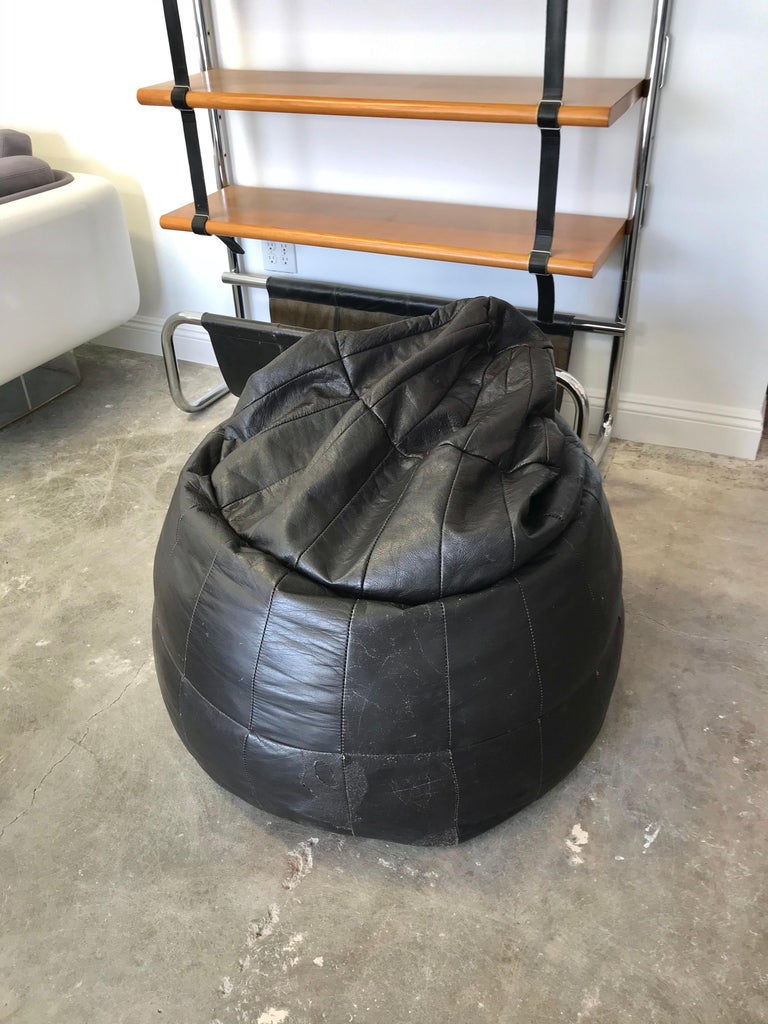 De Sede Patchwork Black Leather Bean Bag at 1stDibs