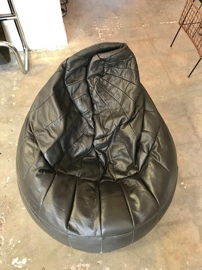 De Sede Patchwork Black Leather Bean Bag at 1stDibs