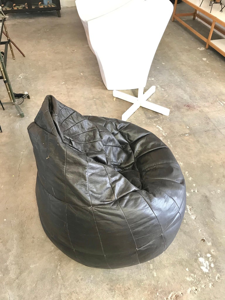 De Sede Patchwork Black Leather Bean Bag at 1stDibs