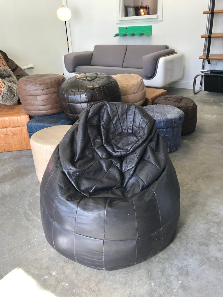 De Sede Patchwork Black Leather Bean Bag at 1stDibs