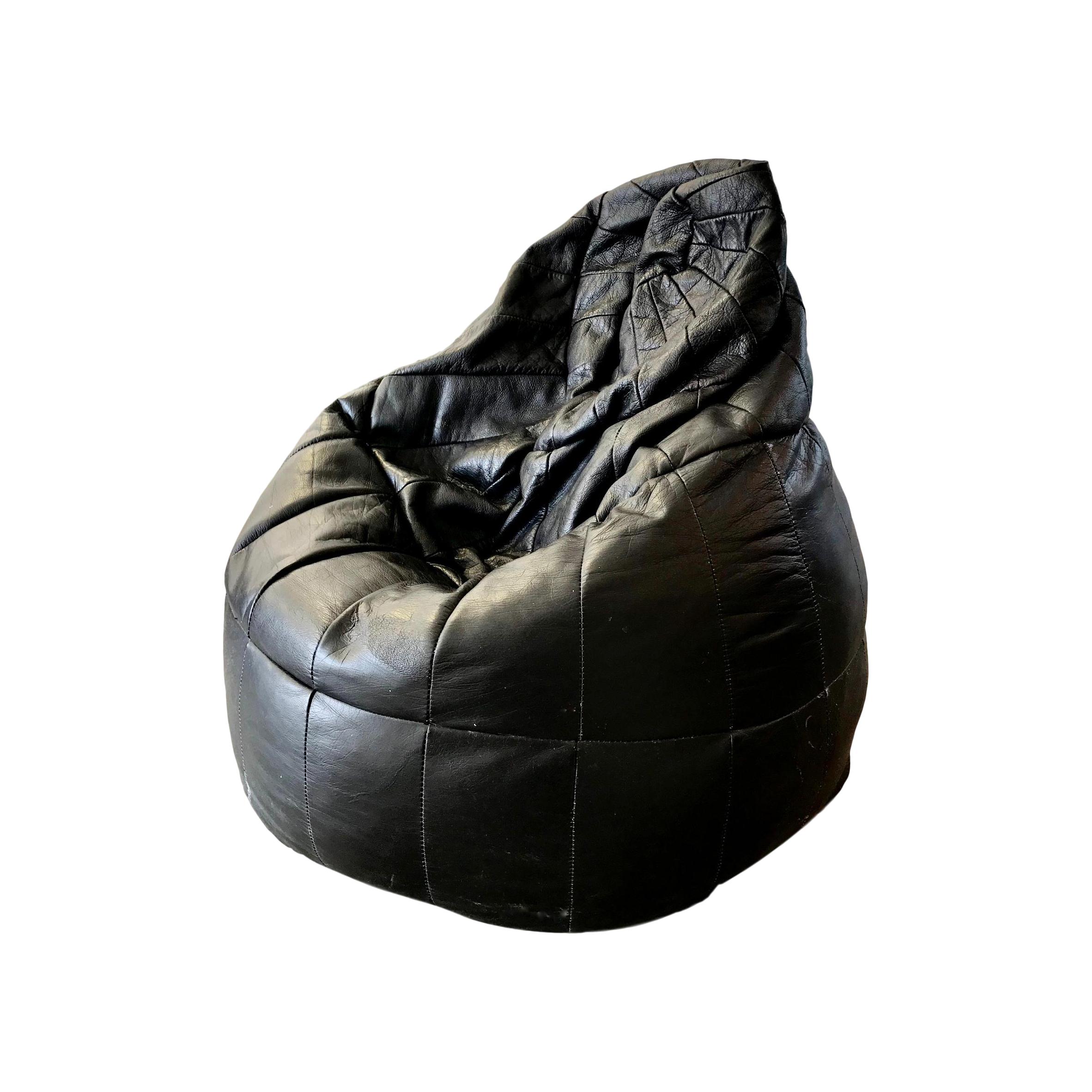 De Sede Patchwork Black Leather Bean Bag at 1stDibs