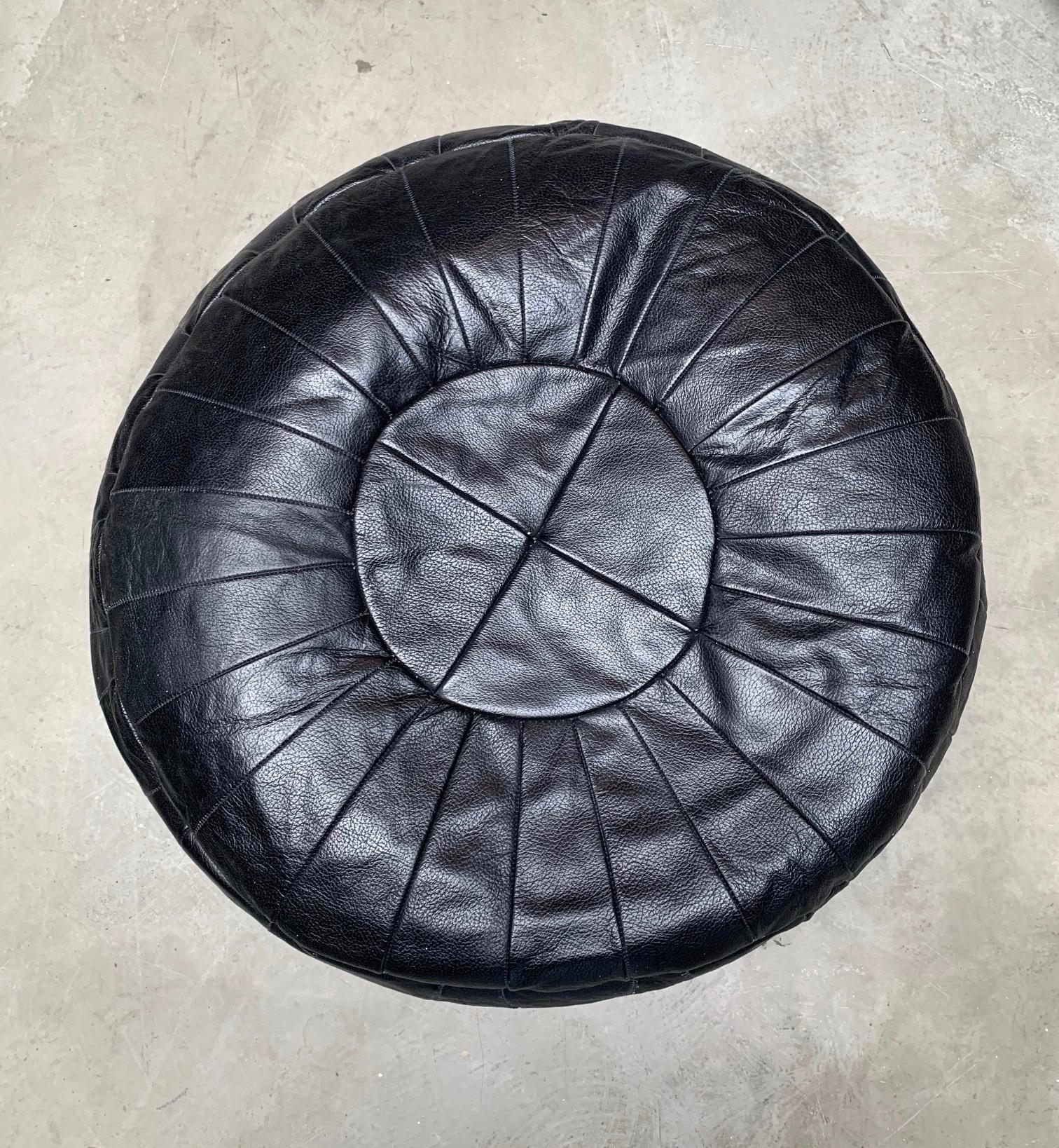 Swiss De Sede Patchwork Black Leather Ottoman