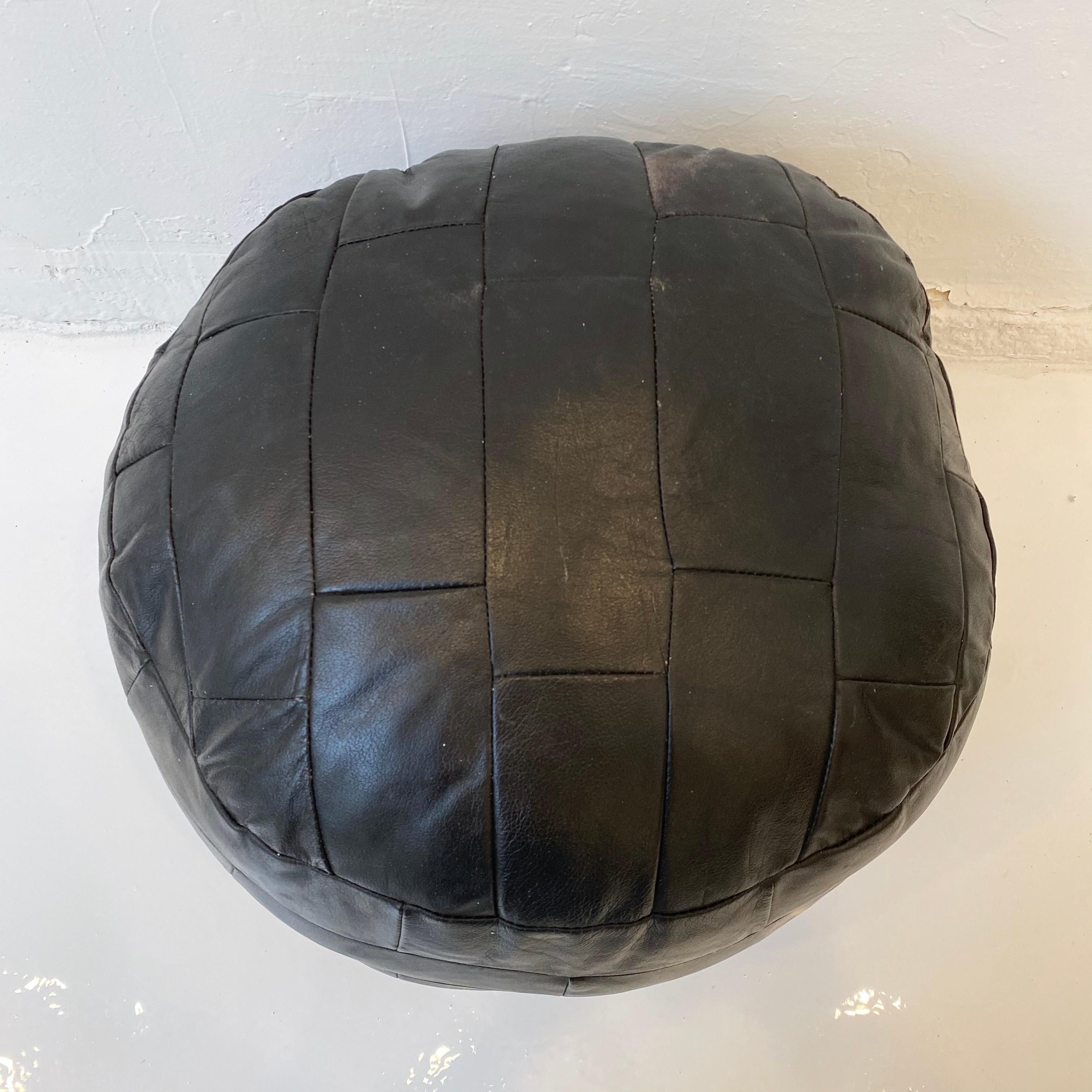 De Sede Patchwork Black Leather Poufs For Sale 5