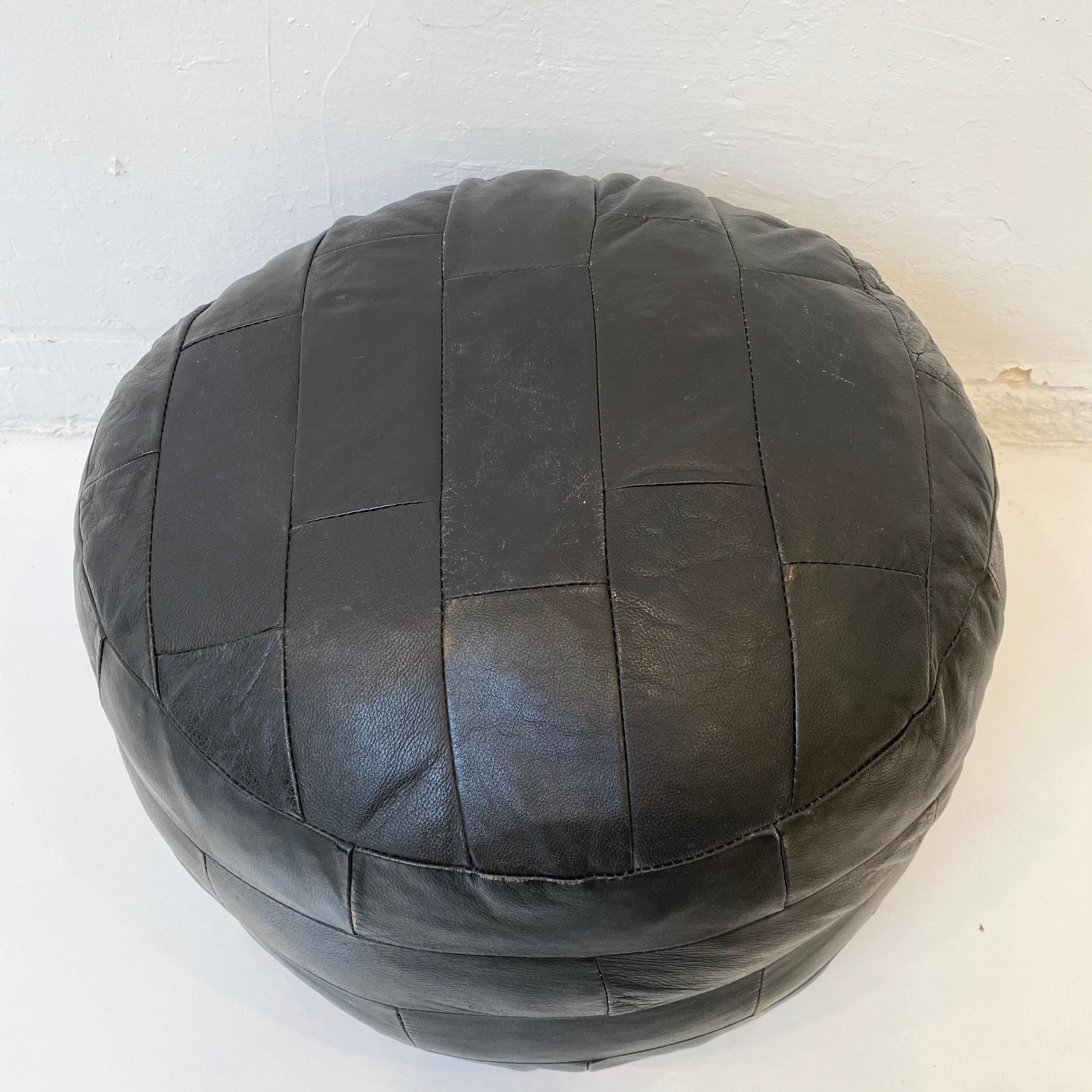 De Sede Patchwork Black Leather Poufs For Sale 1