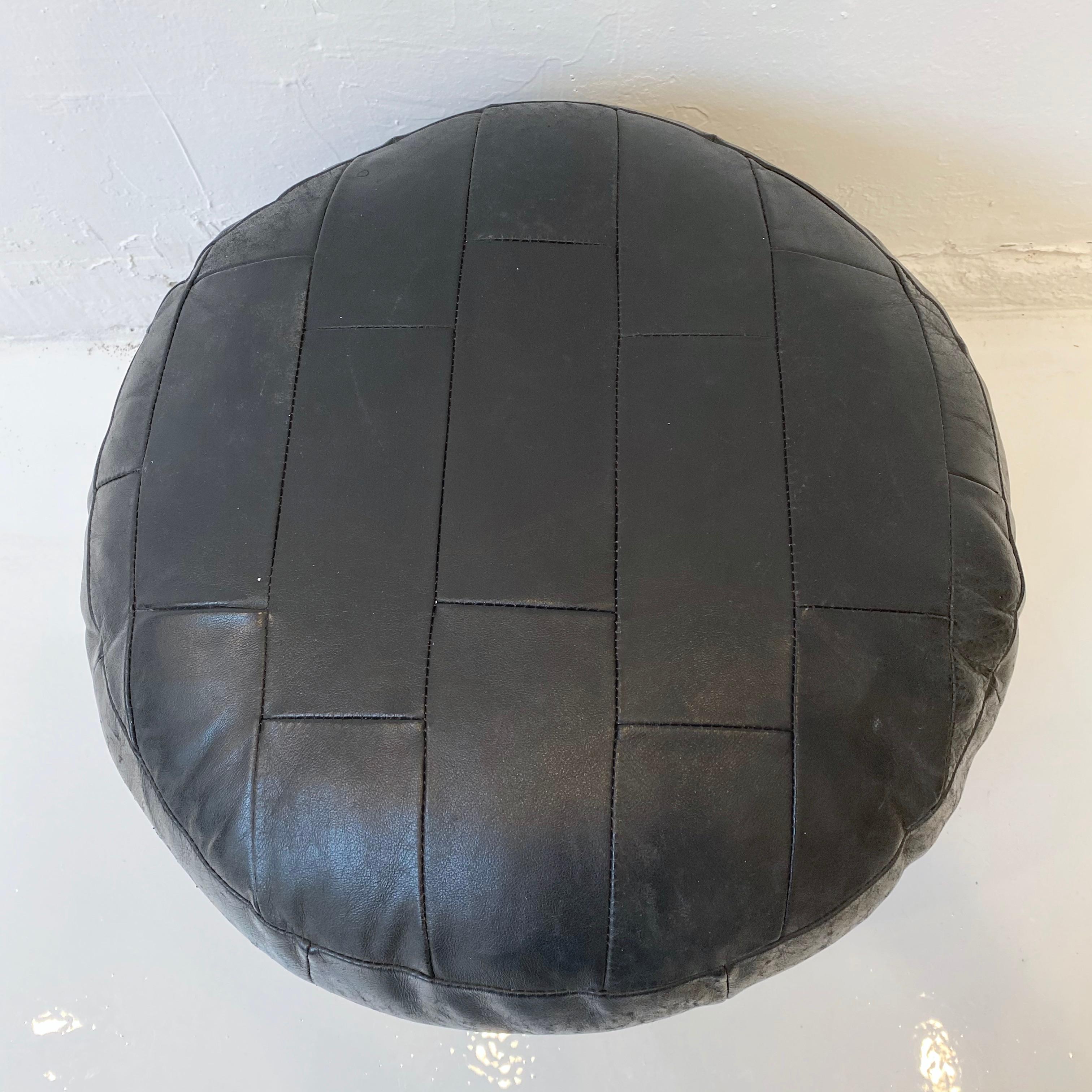 De Sede Patchwork Black Leather Poufs For Sale 3