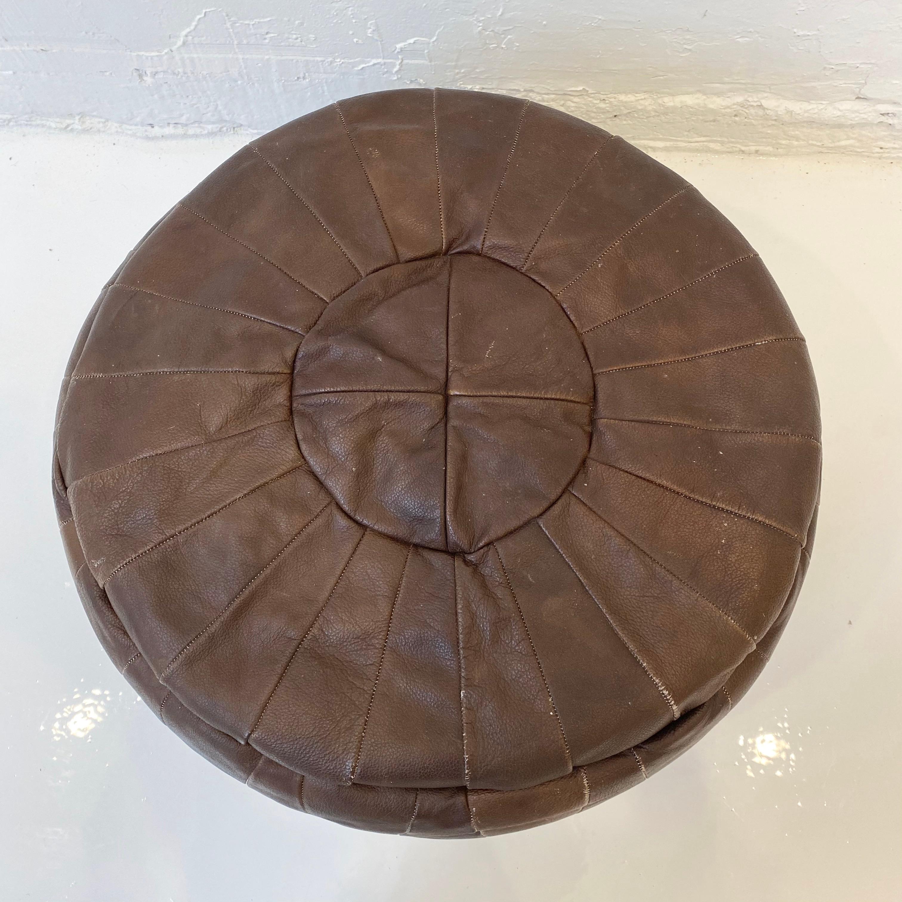 De Sede Patchwork Brown Leather Pouf 1