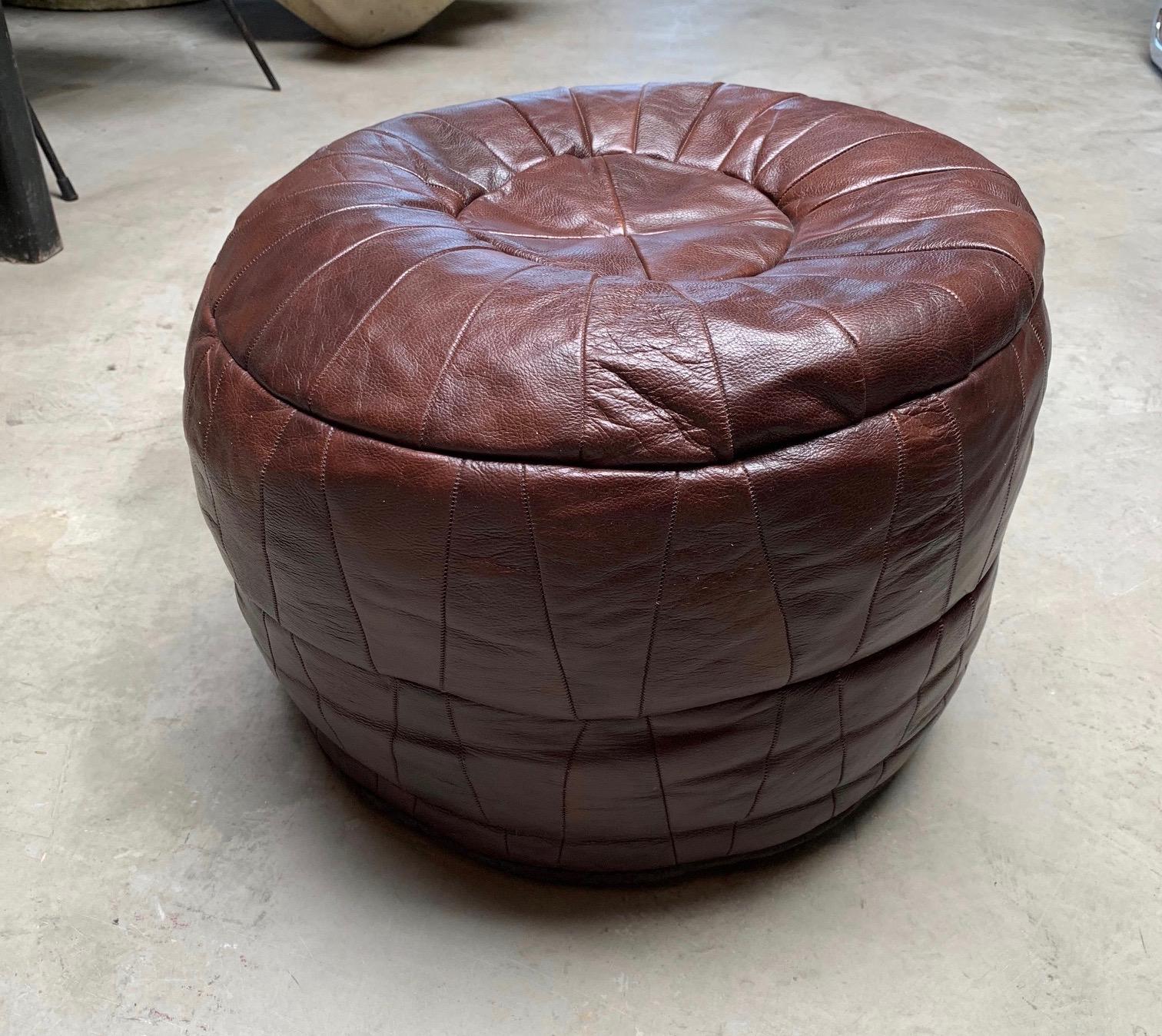 Swiss De Sede Patchwork Brown Leather Ottomans