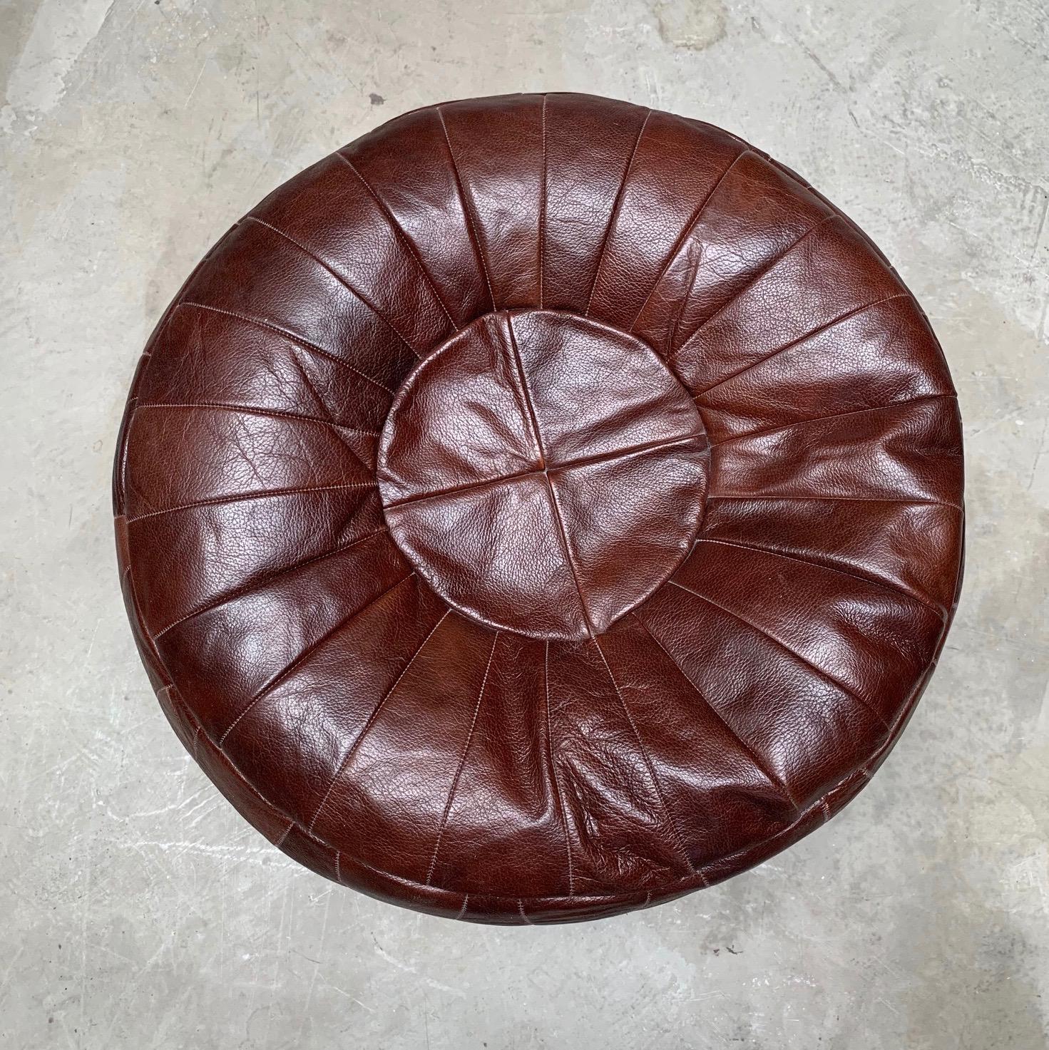 De Sede Patchwork Brown Leather Ottomans In Good Condition In Los Angeles, CA