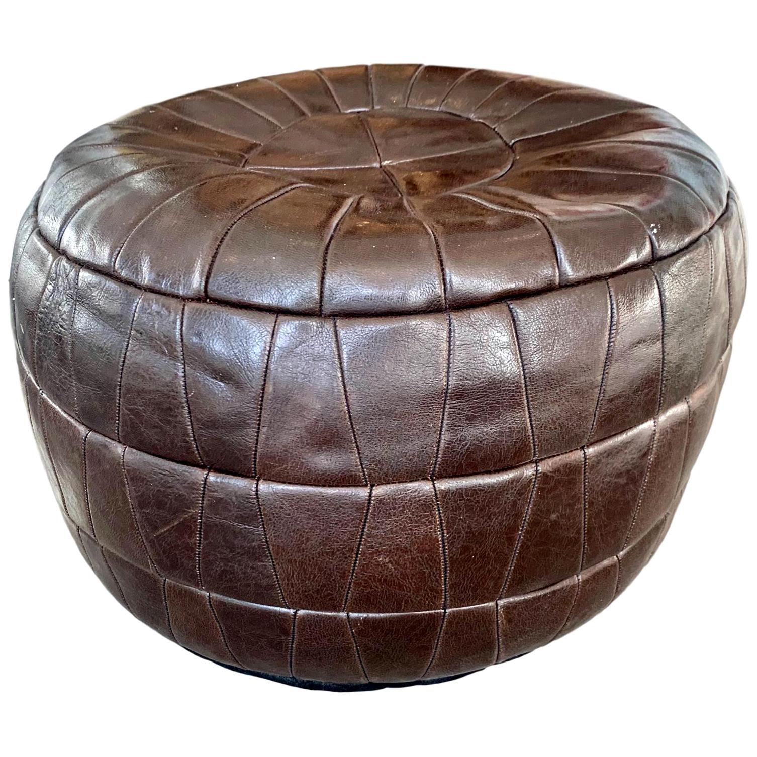 De Sede Patchwork Dark Brown Leather Pouf