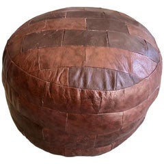 De Sede Patchwork Red Brown Leather Pouf