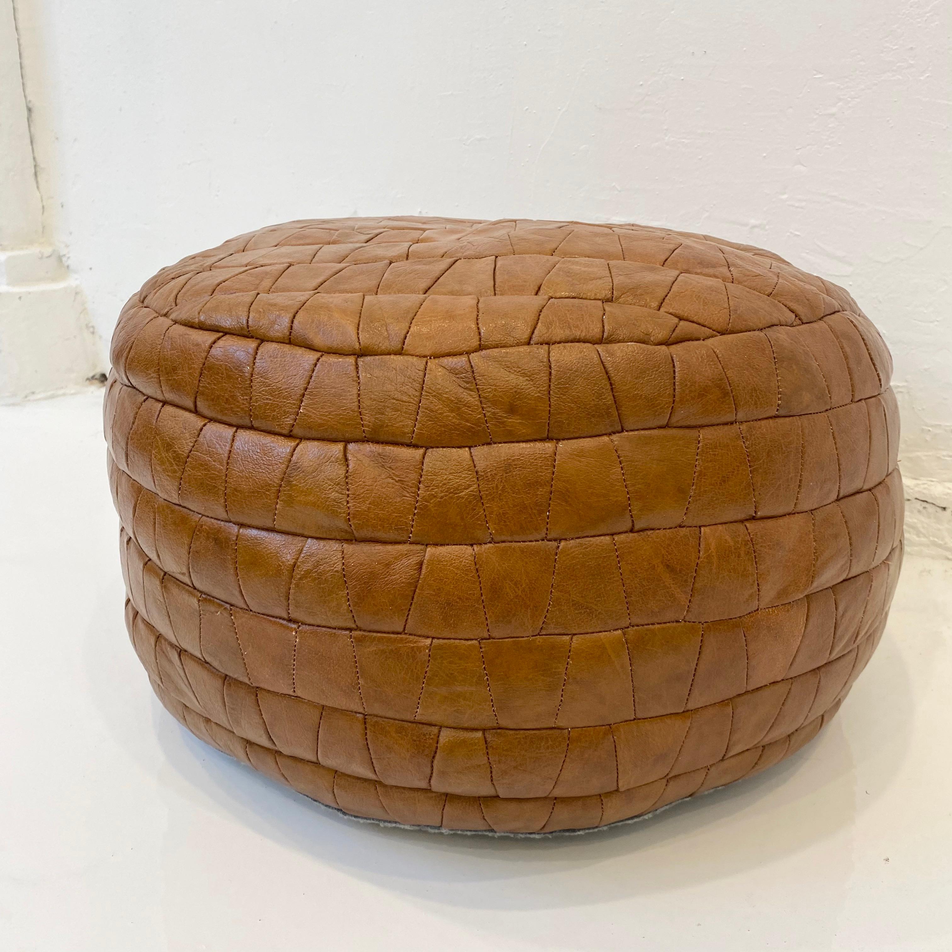 Swiss De Sede Patchwork Brown Leather Pouf