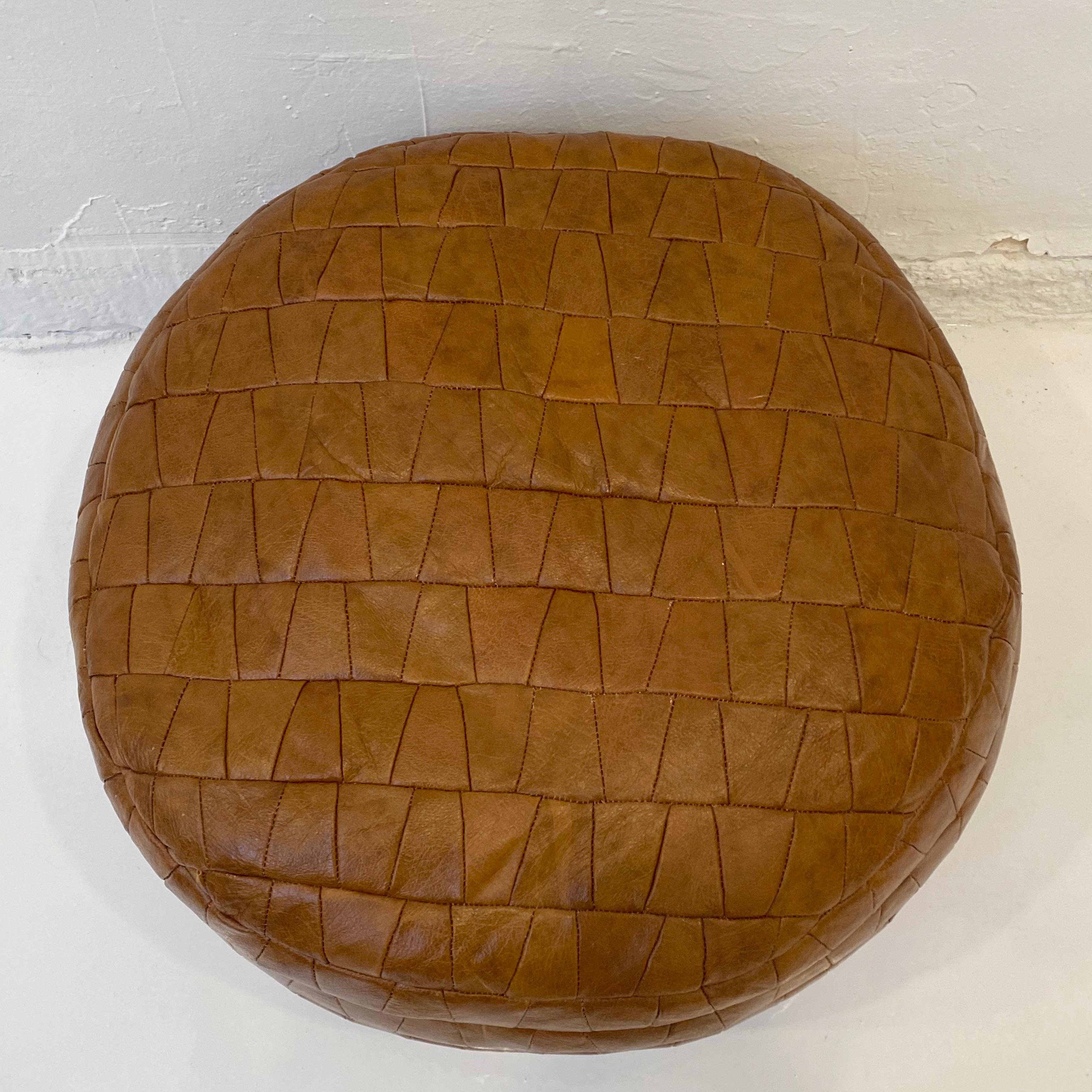 De Sede Patchwork Brown Leather Pouf 1