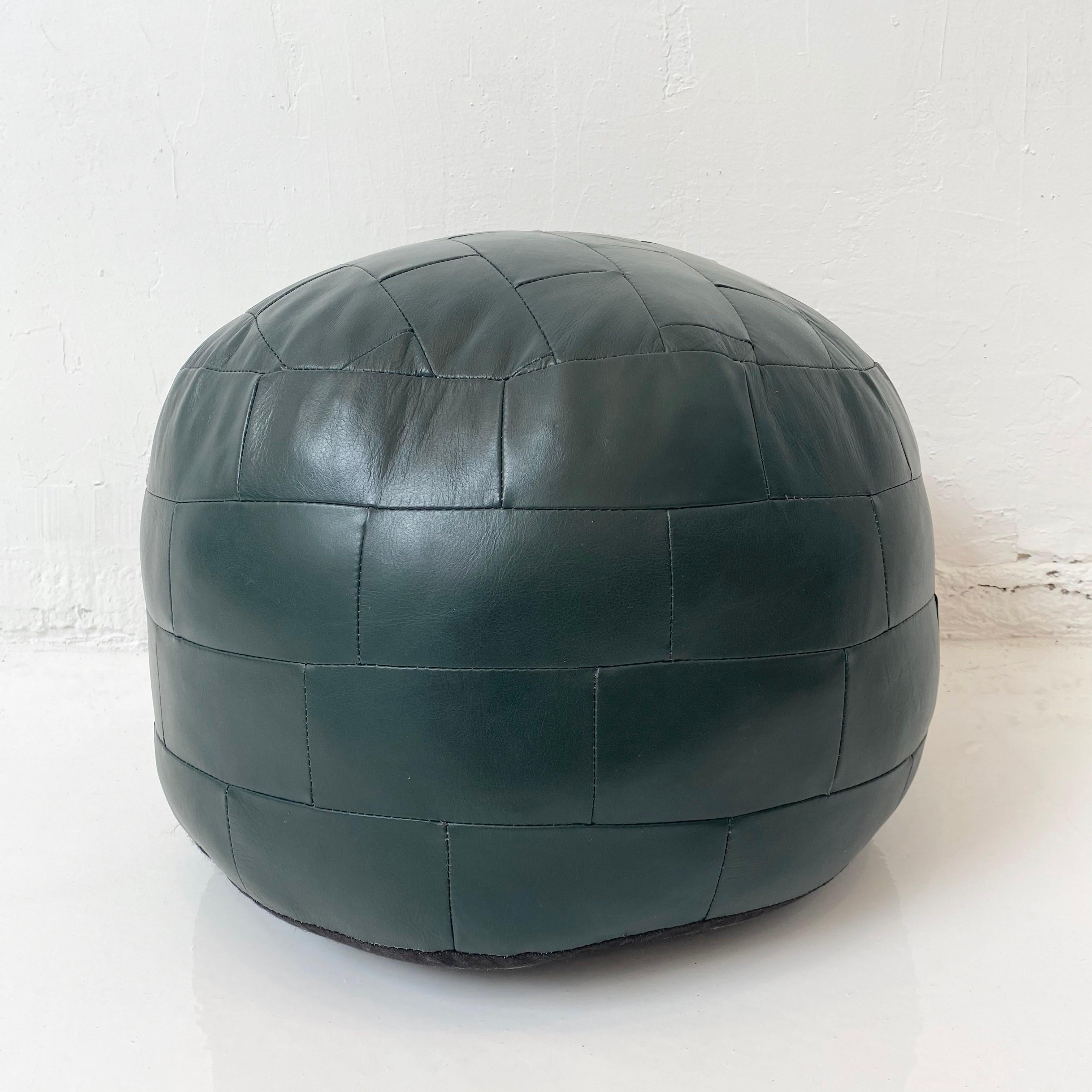 Swiss De Sede Patchwork Forest Green Leather Pouf
