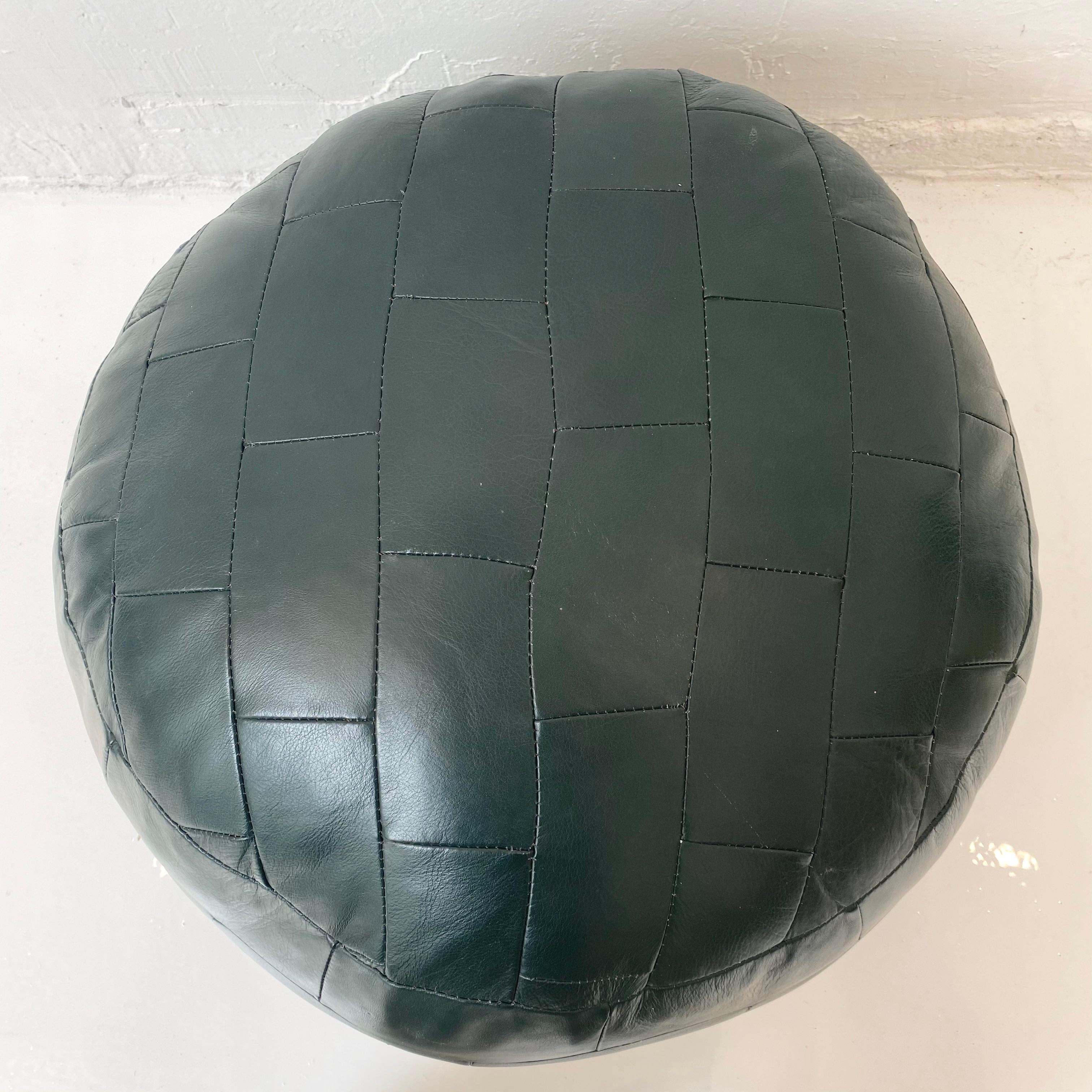 Mid-20th Century De Sede Patchwork Forest Green Leather Pouf