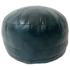 De Sede Patchwork Forest Green Leather Pouf