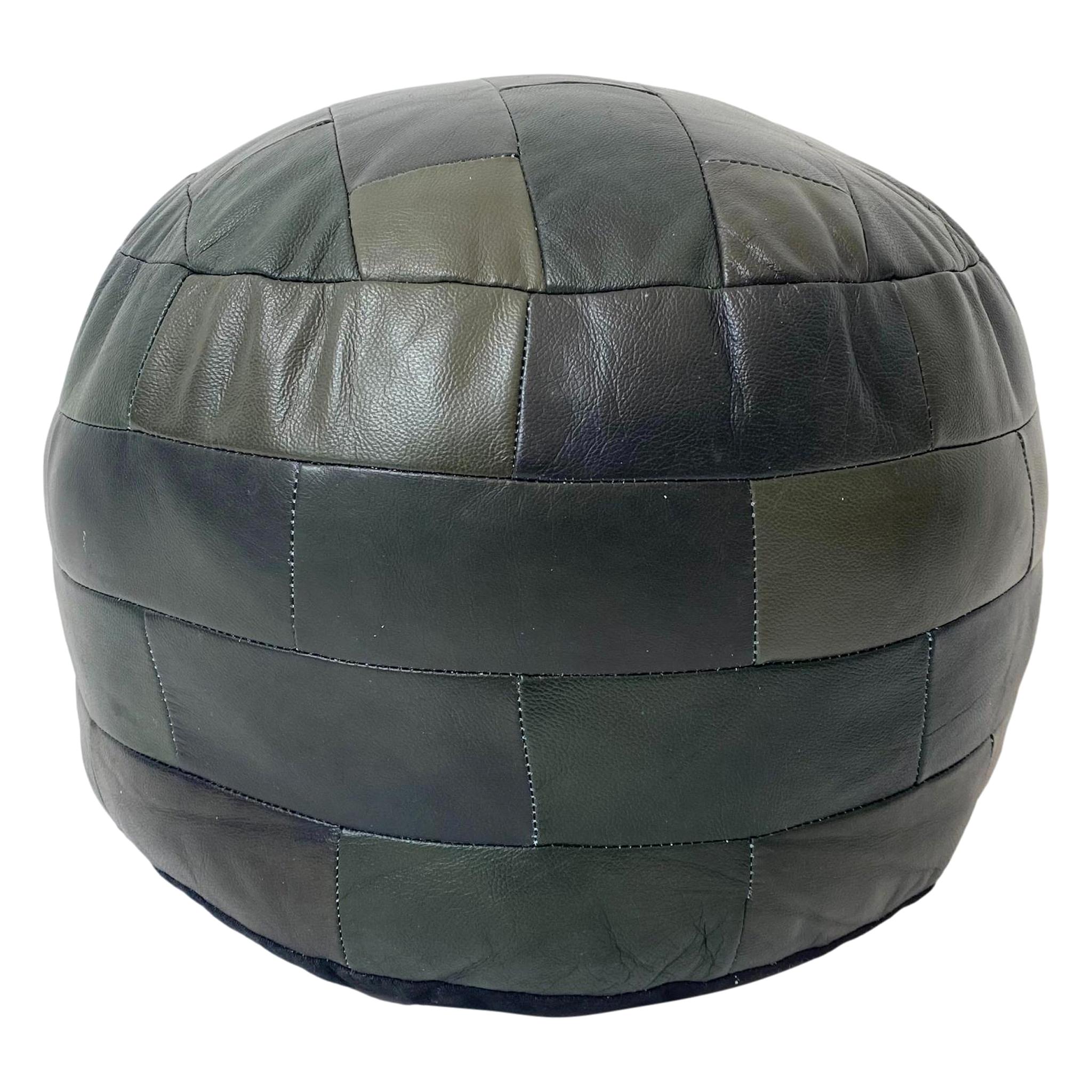 Moroccan Large Leather Pouf at 1stDibs