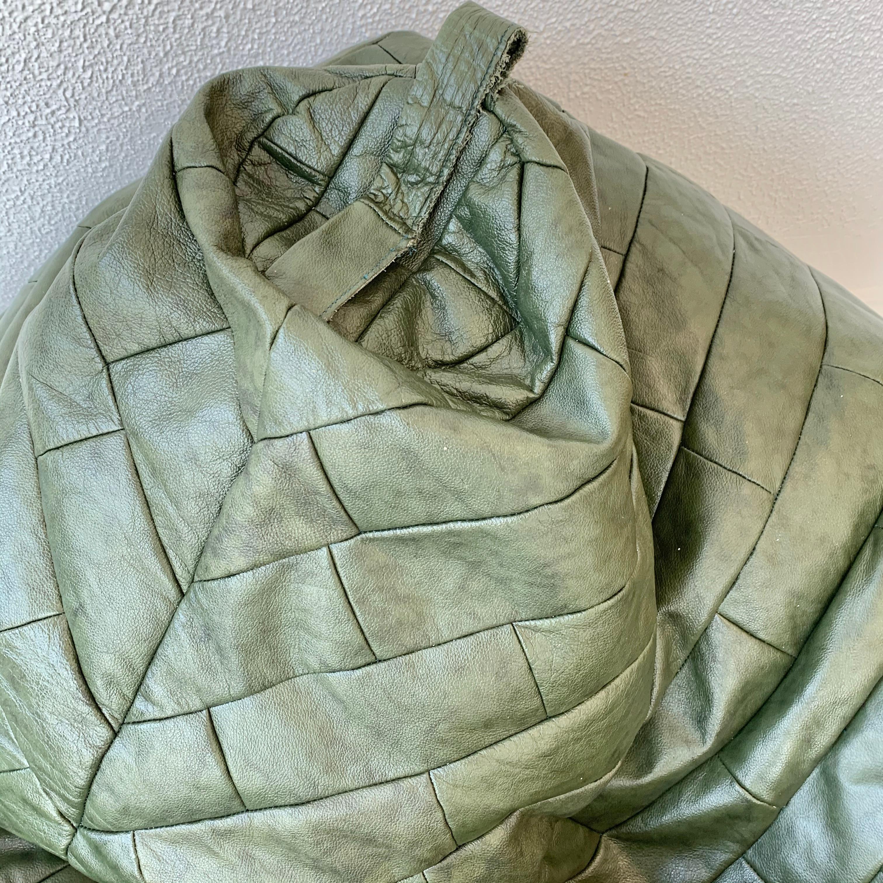 De Sede Patchwork Leather Bean Bag in Army Green 1