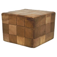 Sgabello, pouf o ottomana "Patchwork" in pelle di de Sede, Svizzera, anni '70