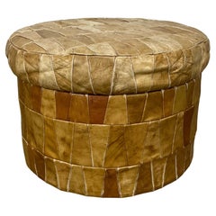 De Sede patchwork leather pouf / ottoman, 1970's, with storage