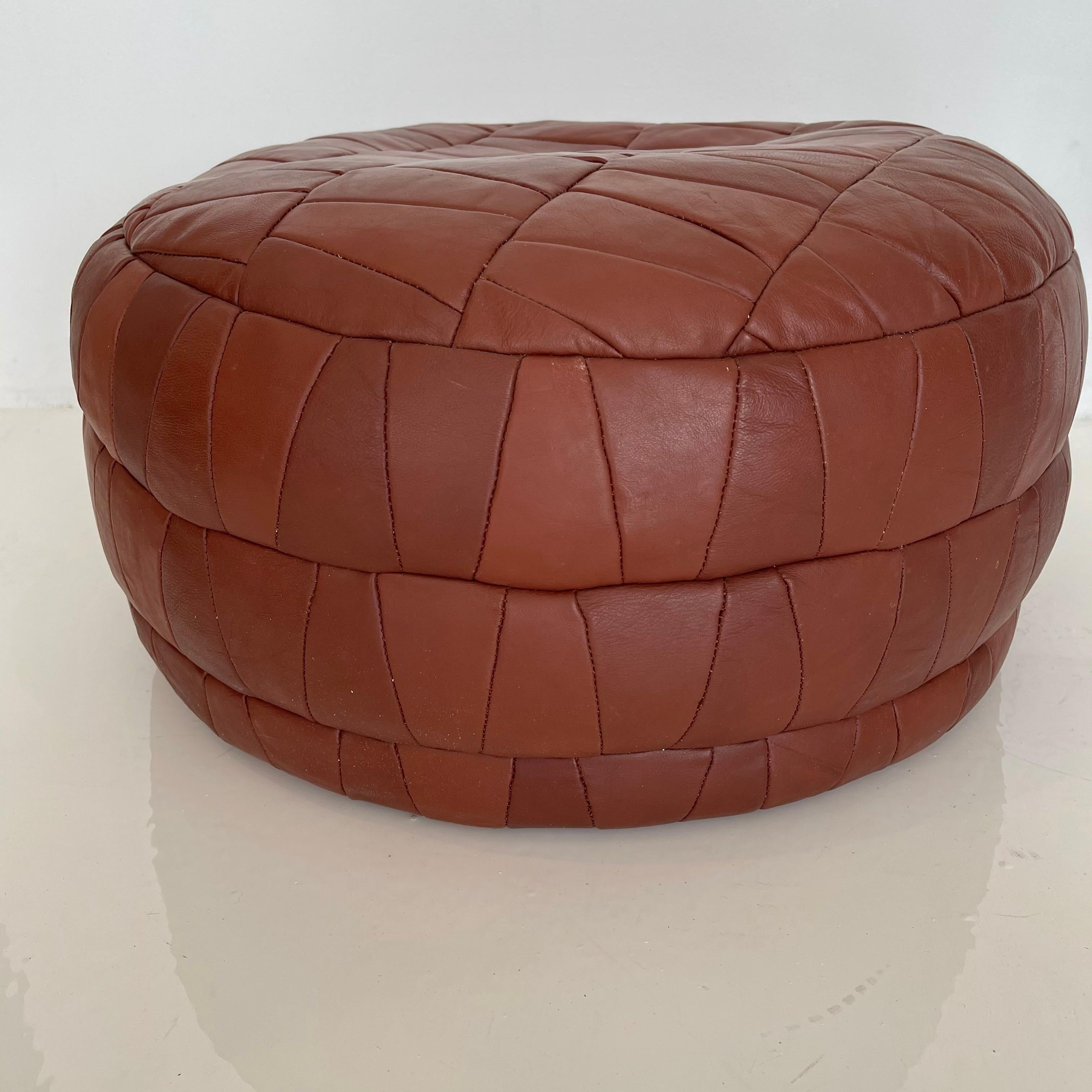 De Sede Patchwork Leather Poufs In Good Condition In Los Angeles, CA