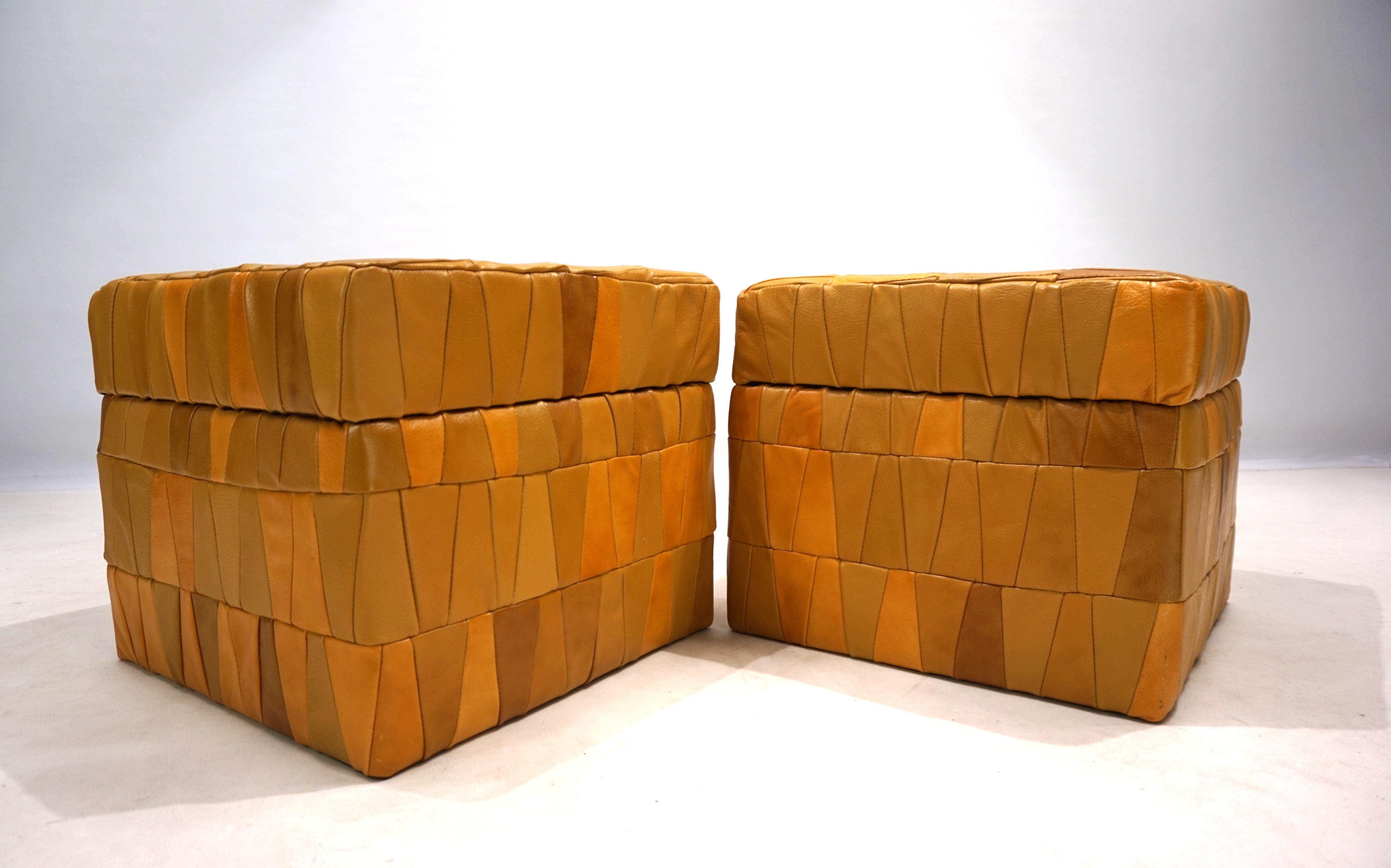 Mid-Century moderno Sgabello in pelle patchwork de Sede, 1970 in vendita
