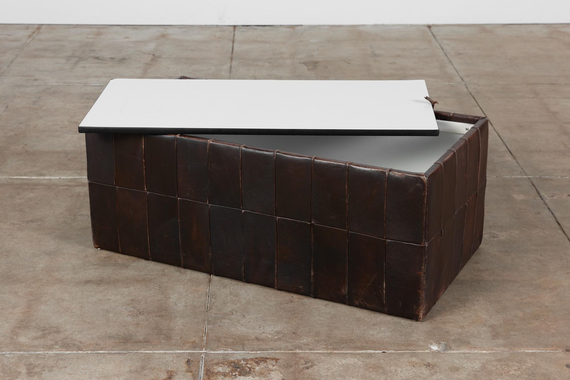Mid-Century Modern De Sede Patchwork Leather Storage Cube Coffee Table For Sale