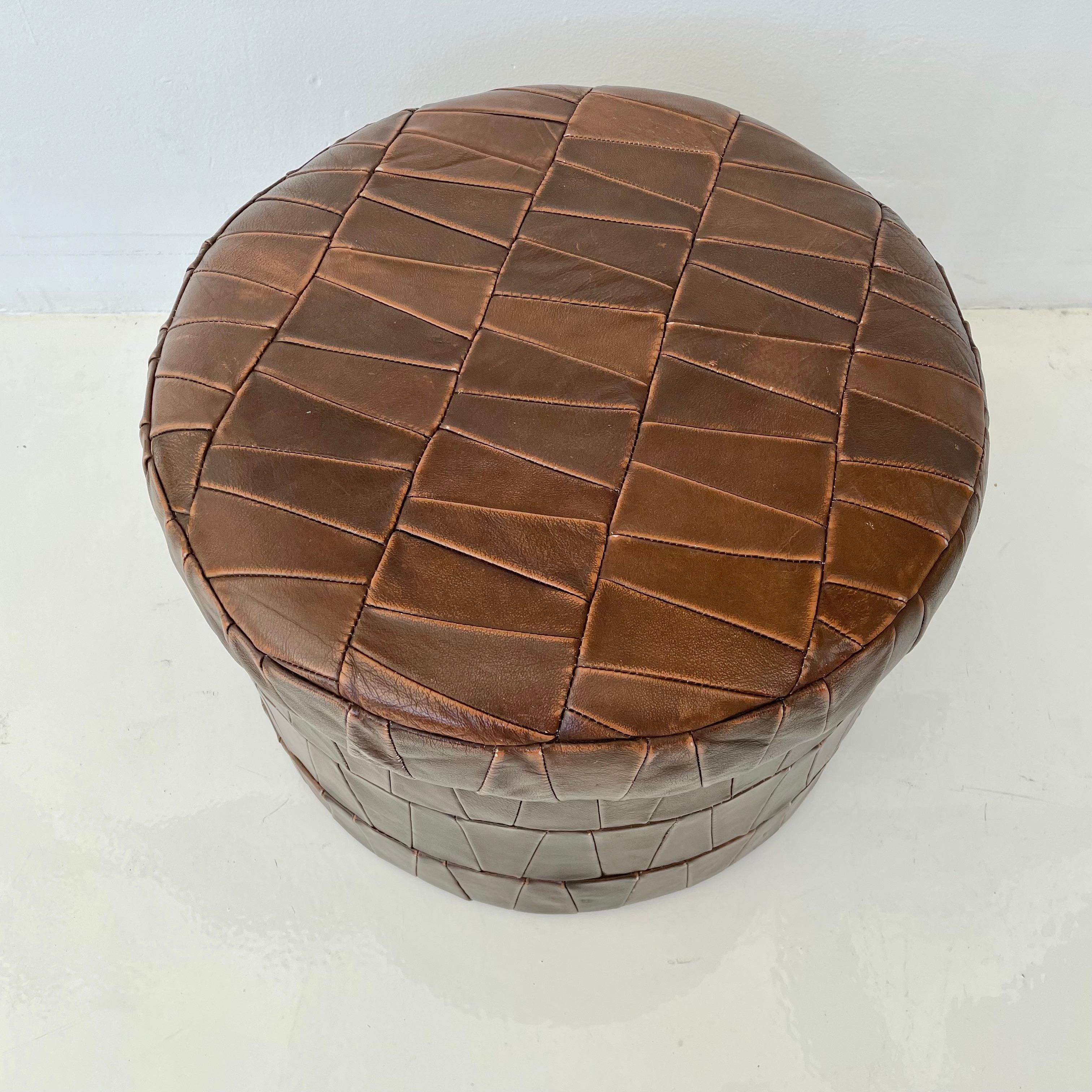 leather patchwork ottoman