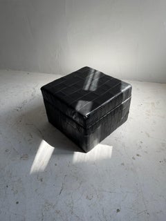 De Sede Patchwork Leather Storage Ottoman Stool Cube, 1970s