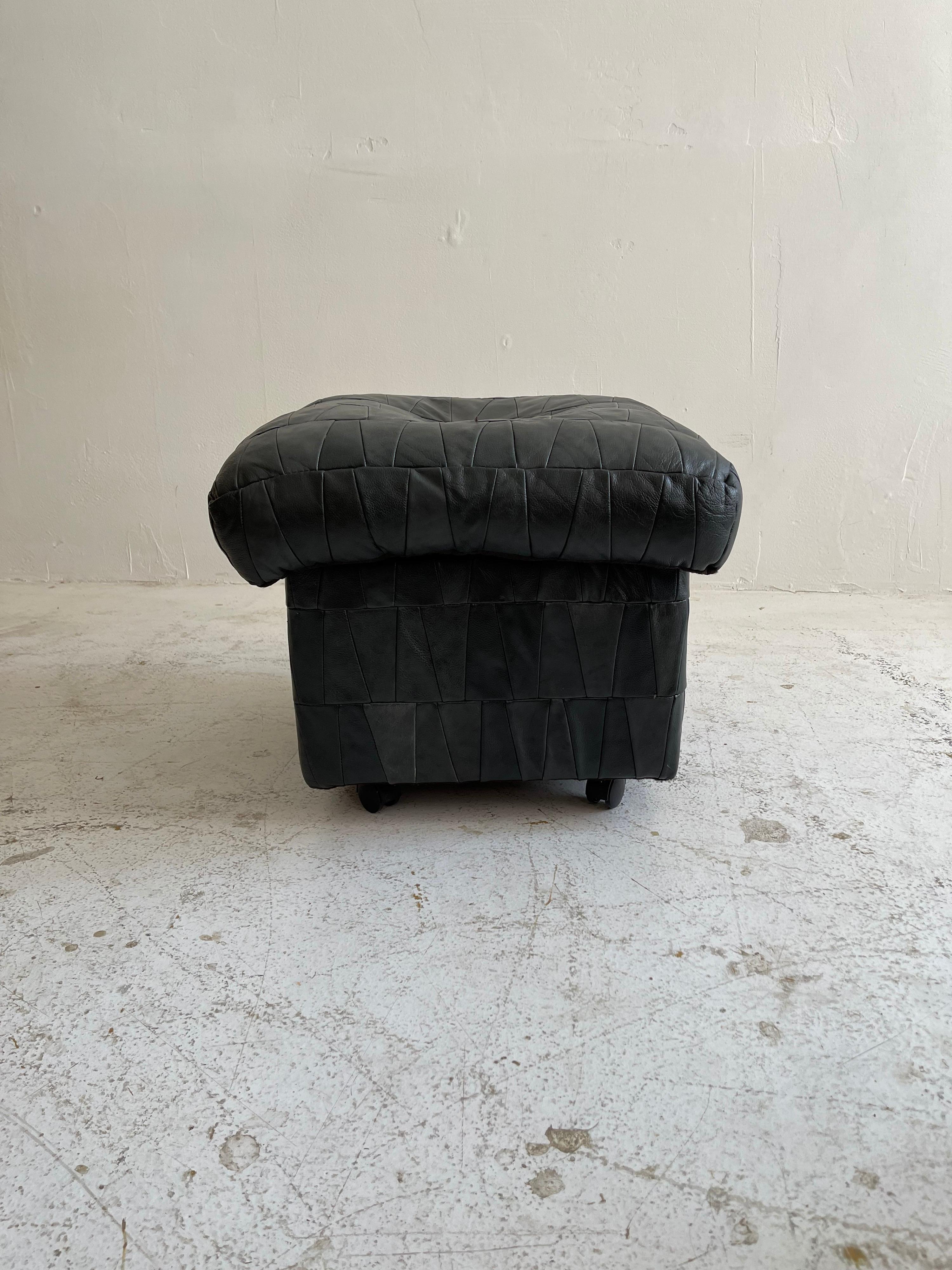 De Sede Patchwork leather storage ottoman stool cube, 1970s