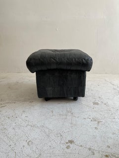 De Sede Patchwork Leather Storage Ottoman Stool Cube, 1970s
