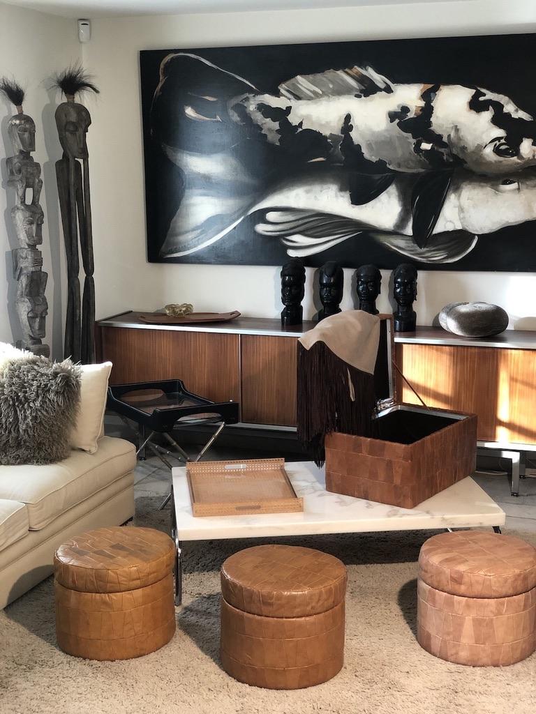 De Sede Patchwork leather storage Pouf or Ottoman 1970 
Comfortable seat and perfect storage option. Cognac Brown color. Good vintage condition. 1970.