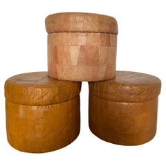 De Sede Patchwork Leather Storage Pouf or Ottoman 1970