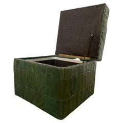 De Sede Patchwork Pine Green Leather Pouf and Chest, 1970