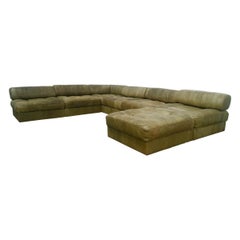 Used De Sede Patchwork Sofa Camel Green Leather