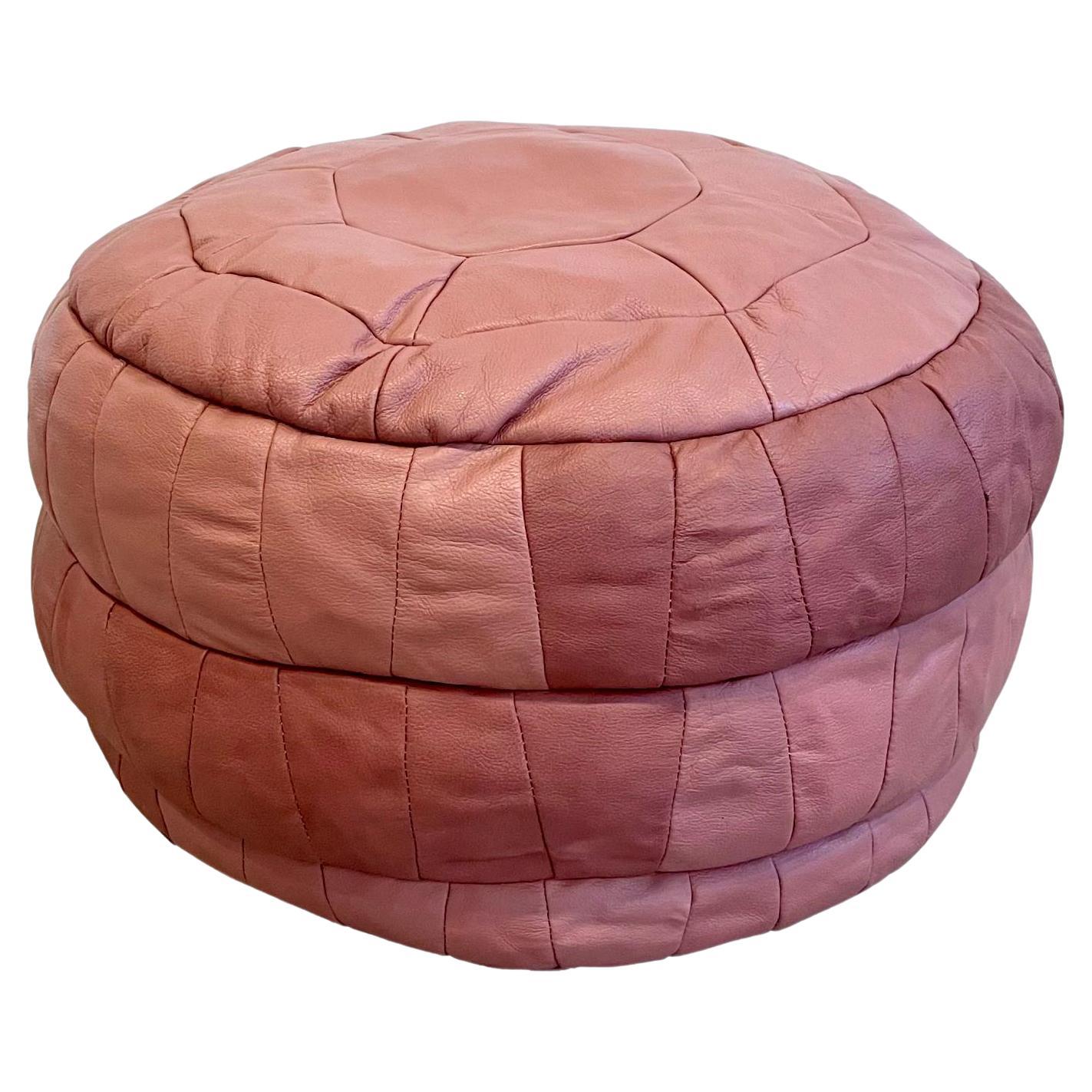 De Sede Pink Rose Leather Patchwork Ottoman, 1970s Switzerland For Sale