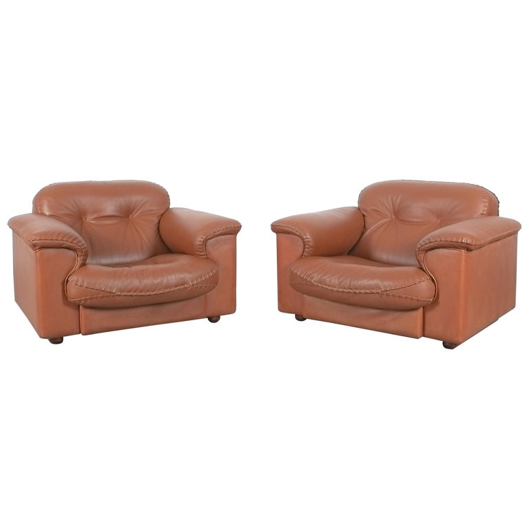 Poltrone da salotto reclinabili in pelle marrone De Sede Con
