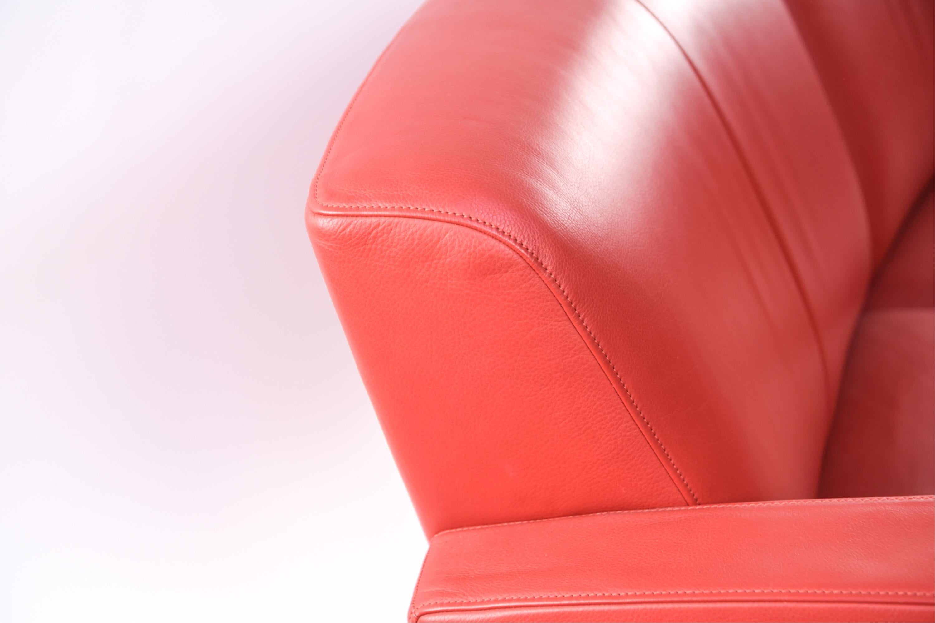 Modern Red Leather Crescent Sofa 2