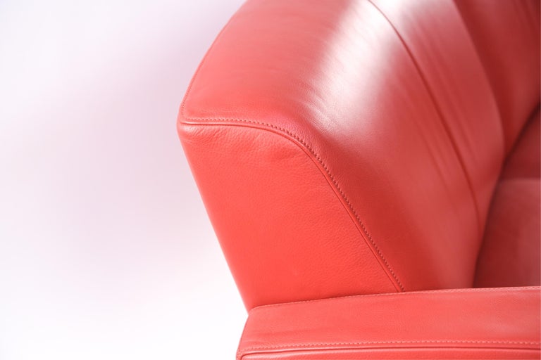 Modern Red Leather Crescent Sofa at 1stDibs red leather sofas for