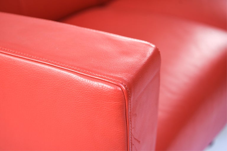 Modern Red Leather Crescent Sofa at 1stDibs red leather sofas for