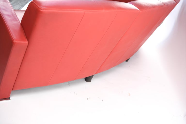 Modern Red Leather Crescent Sofa at 1stDibs red leather sofas for