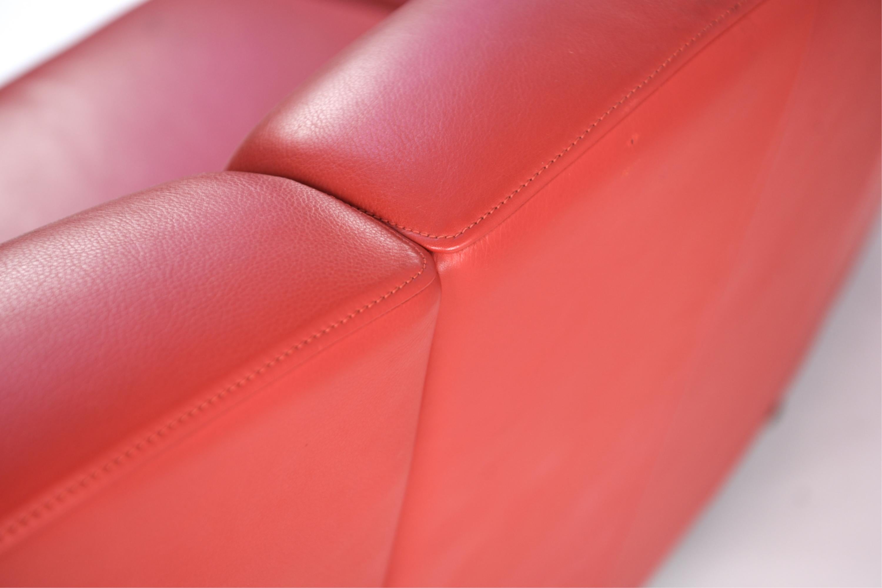 Modern Red Leather Crescent Sofa 9