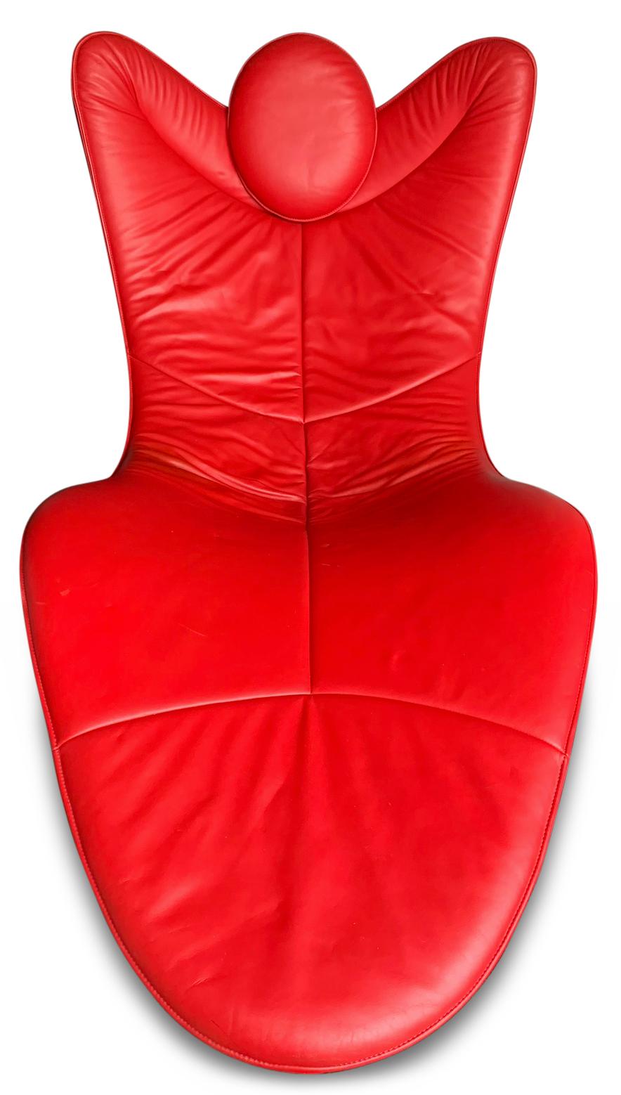 Jane Worthington Designer-Sessel aus rotem Leder und Stahl, De Sede Ds 151  (Moderne) im Angebot