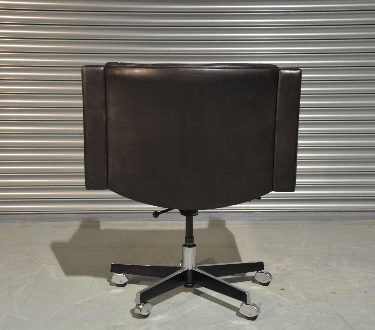 Leather De Sede RH 201 Executive Swivel Armchair on Castors by Robert Haussmann, 1957