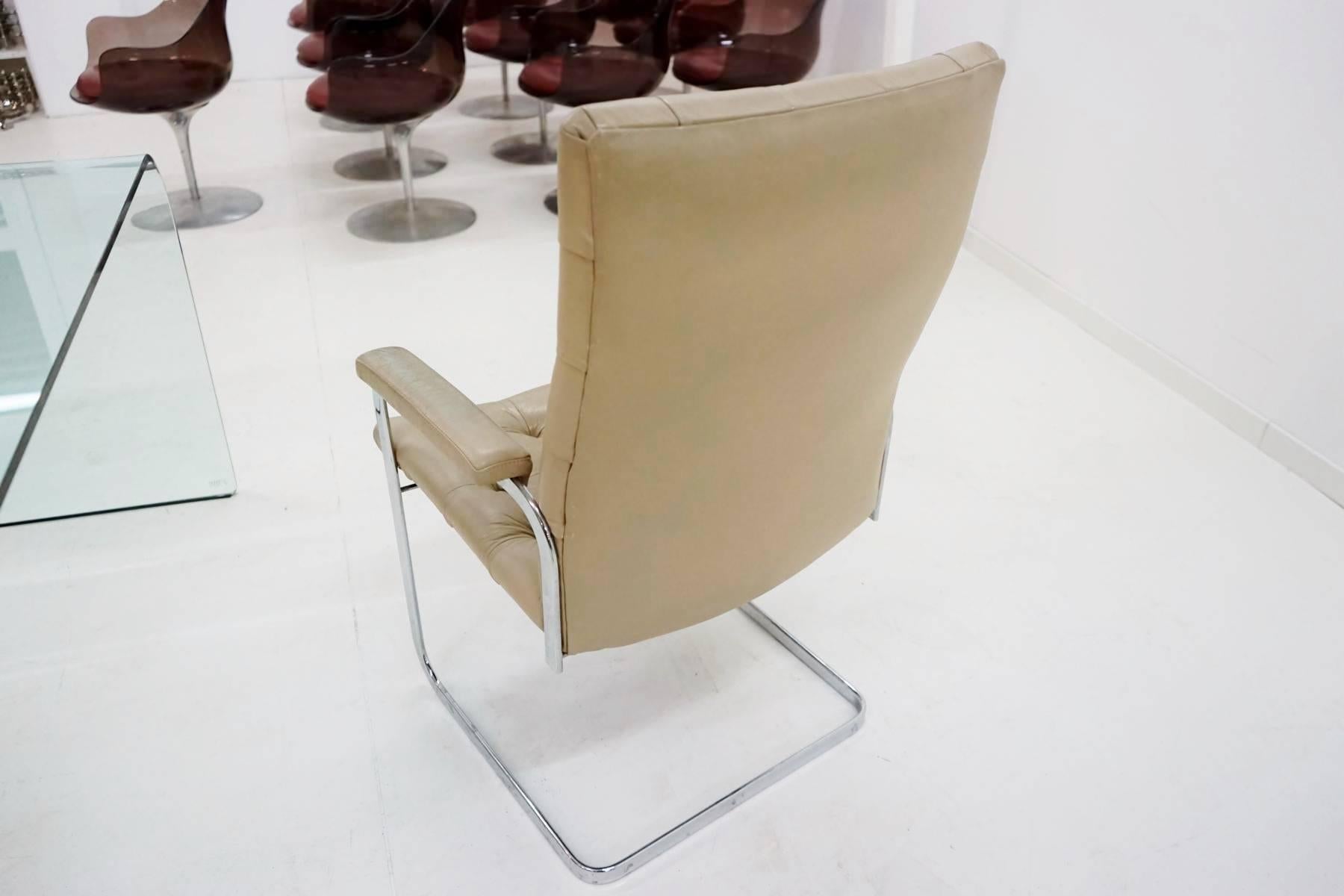 Metal De Sede RH-304 Leather Robert Haussmann Cantilever Office Desk Chair, Bauhaus