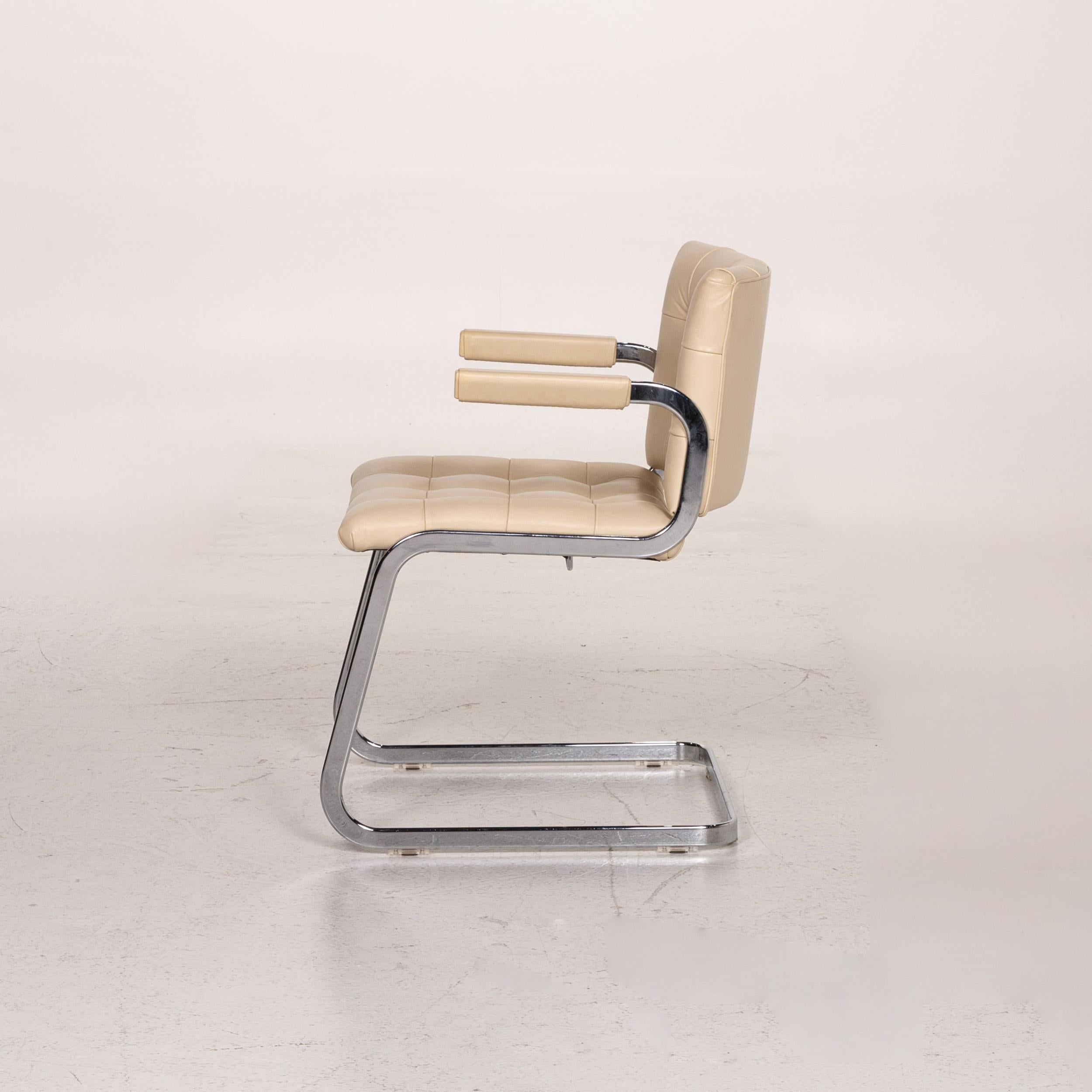 De Sede RH 305/02 Leather Chair Beige Cantilever Dining Chair For Sale 3