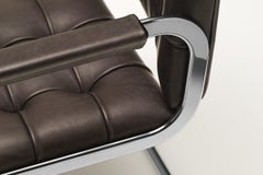 Fauteuil De Sede RH-305 en tissu Truffe avec finition chromée par Robert Haussmann