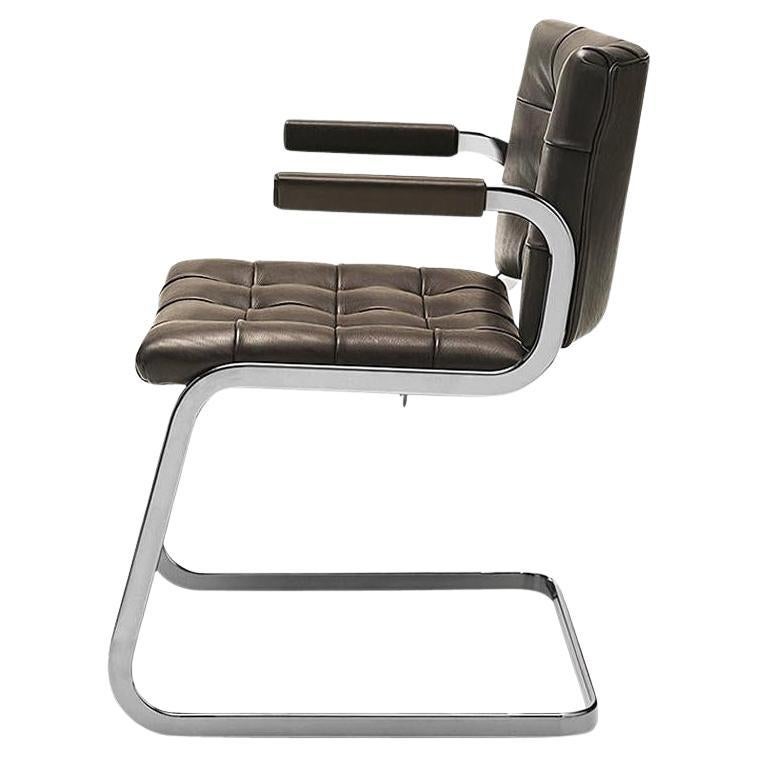 De Sede RH-305 Armchair in Truffe Fabric with Chrome Finish by Robert Haussmann For Sale