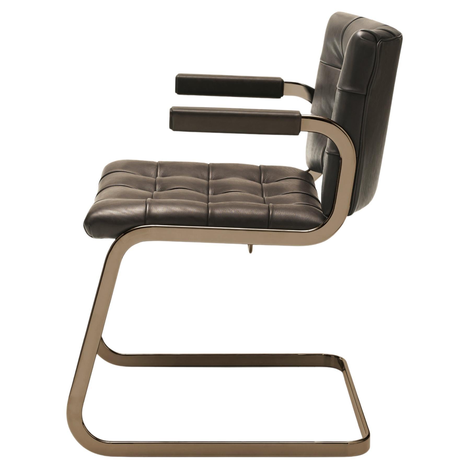 De Sede RH-305 Armchair in Truffe Leather with Chrome Finish by Robert Haussmann For Sale
