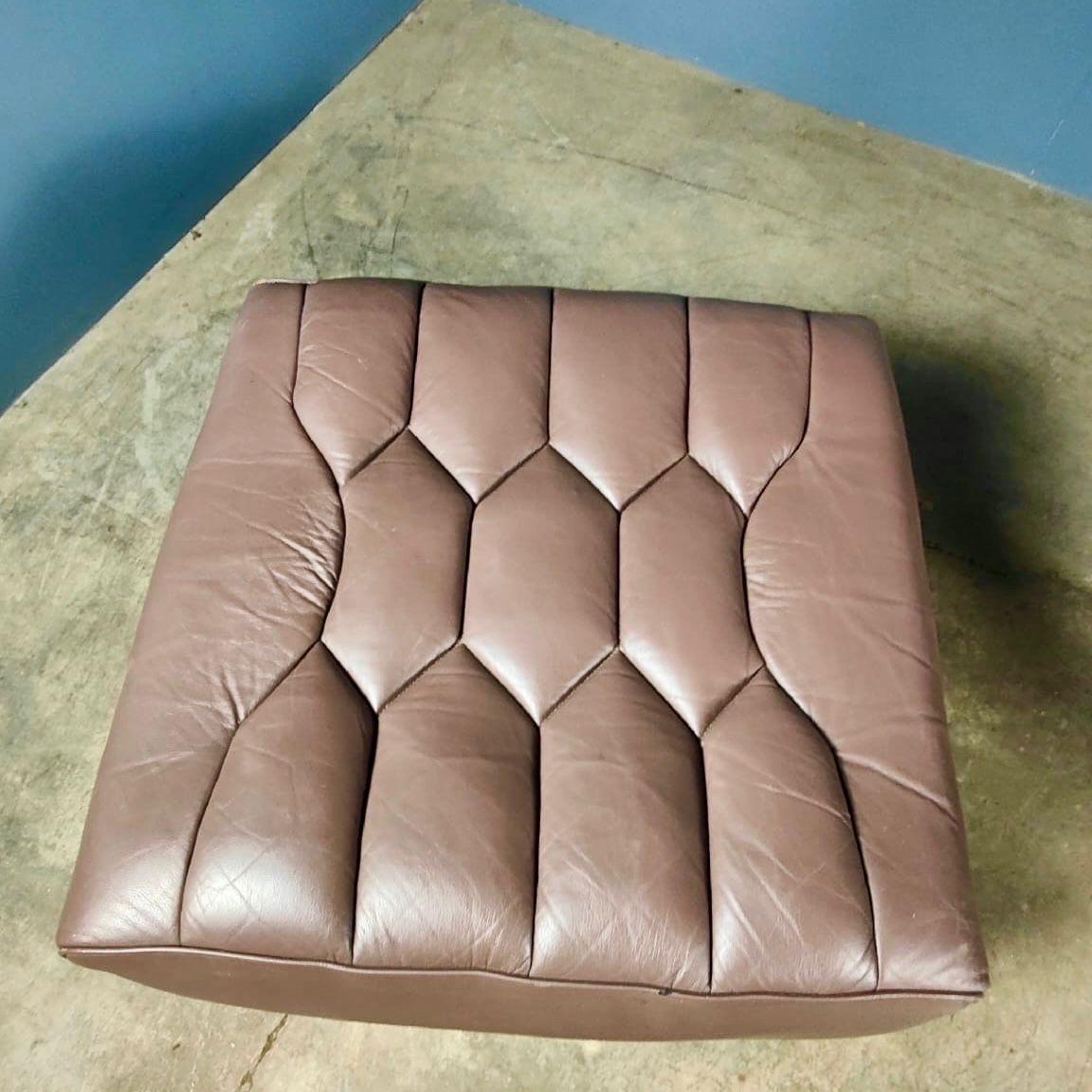 Late 20th Century De Sede Robert Haussmann DS-P Leather Armchair & Matching Footstool/Ottoman For Sale